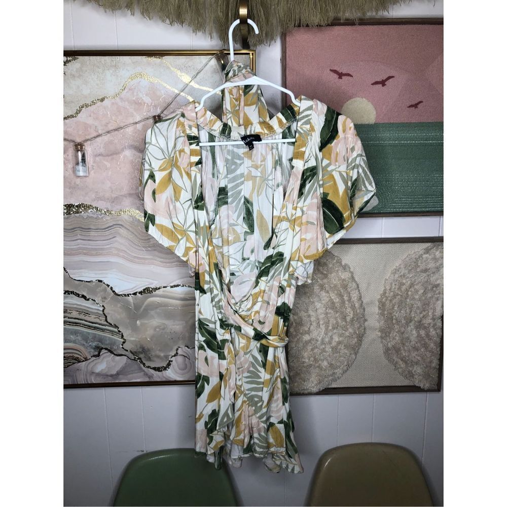 Aakaa Palm Tie Mini Dress